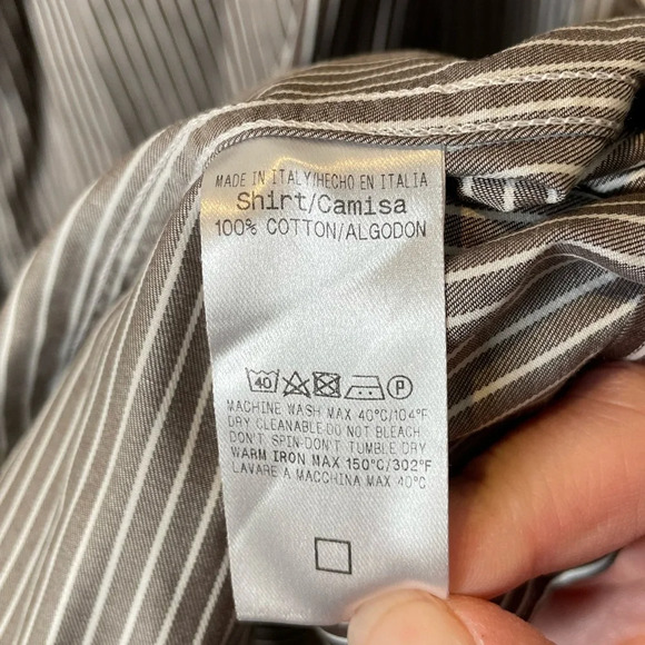 Ermenegildo Zegna Men's Long Sleeve Button Front Shirt Size Large Brown/White - Picture 5 of 5